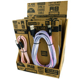 Tie Dye Canvas Charging Cable Assortment - 12 Pieces Per Retail Ready Display 88353