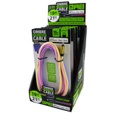 Charging Cable Ombre Color Fade Assortment - 6 Pieces Per Retail Ready Display 88355