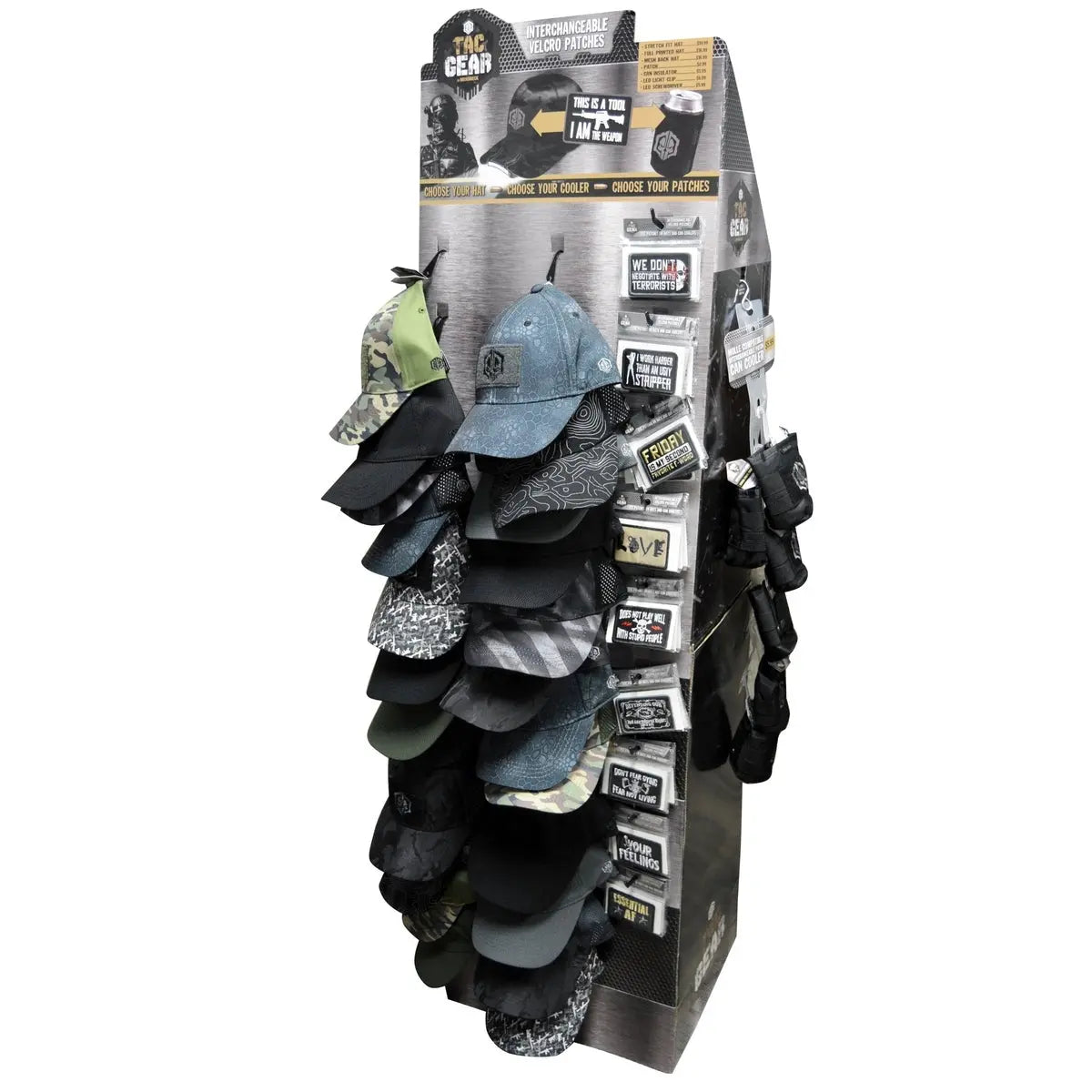Patriotic Tac Gear Hat and Accessory Assortment Floor Display - 78 Pieces Per Retail Ready Display 88397 TAC GEAR