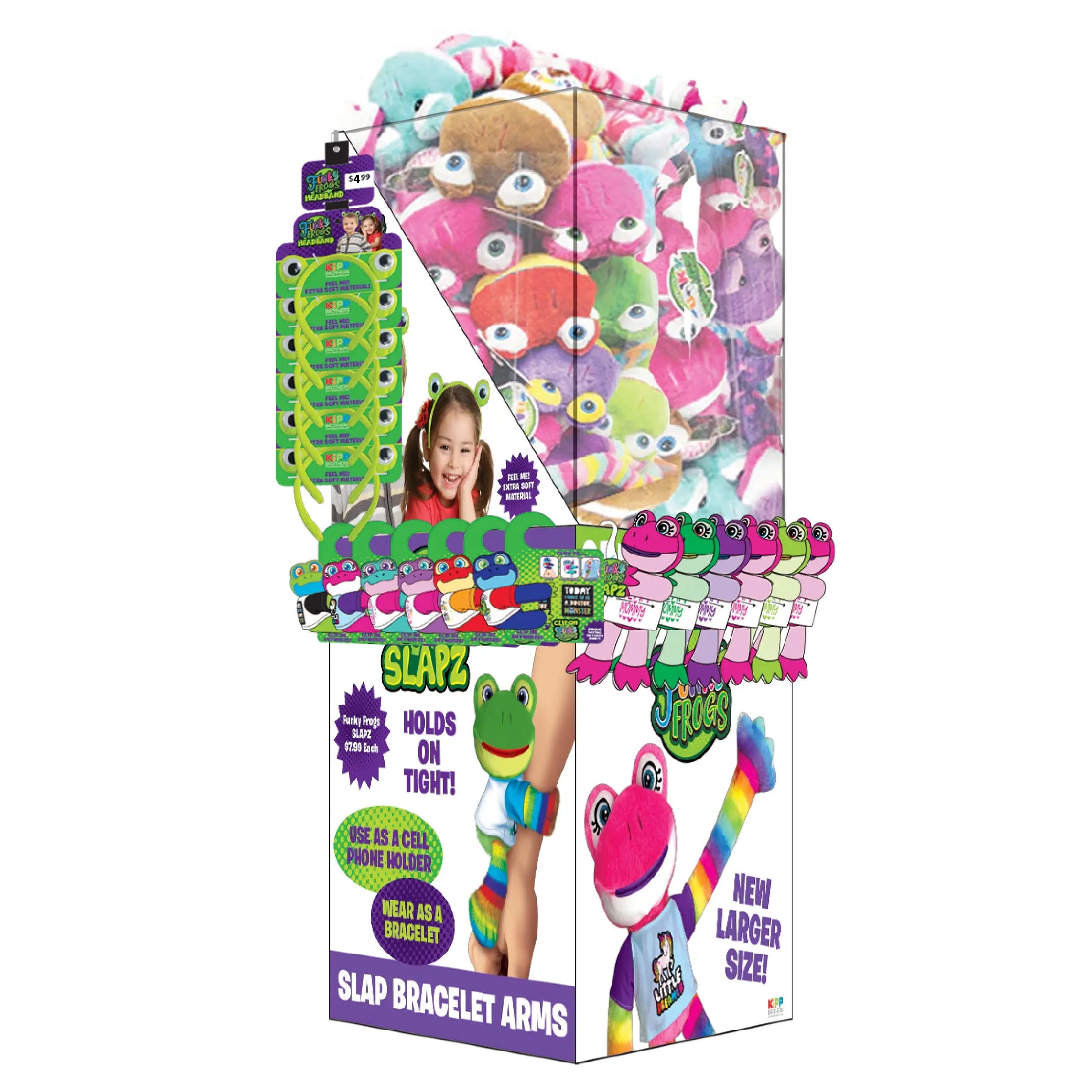 Plush Long Arm Frog Assortment Floor Display - 39 Pieces Per Retail Ready Display 88432 KIPP BROTHERS