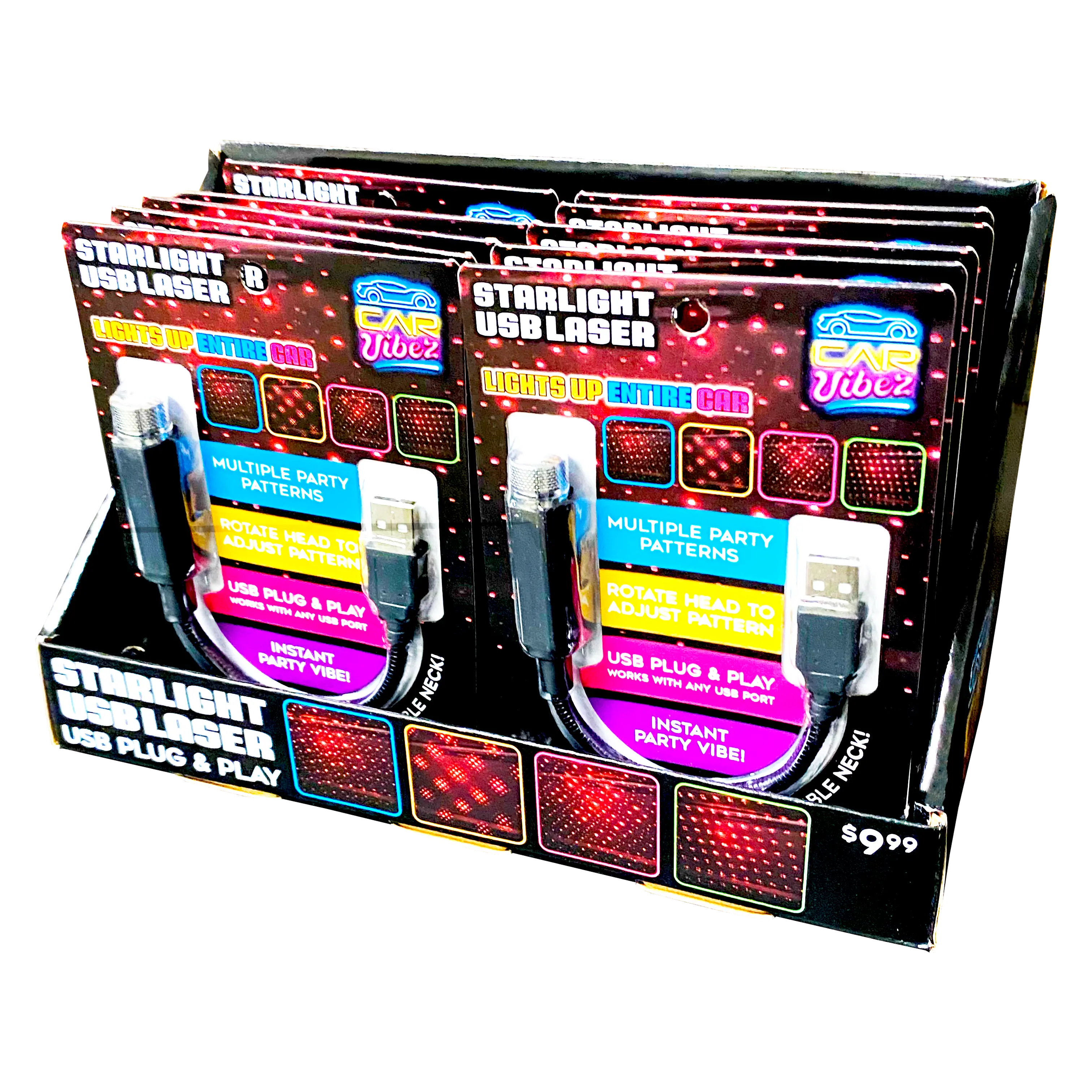 Car Lighting and Auto Accessories Assortment Floor Display - 40 Pieces Per Retail Ready Display 88467 CAR VIBEZ