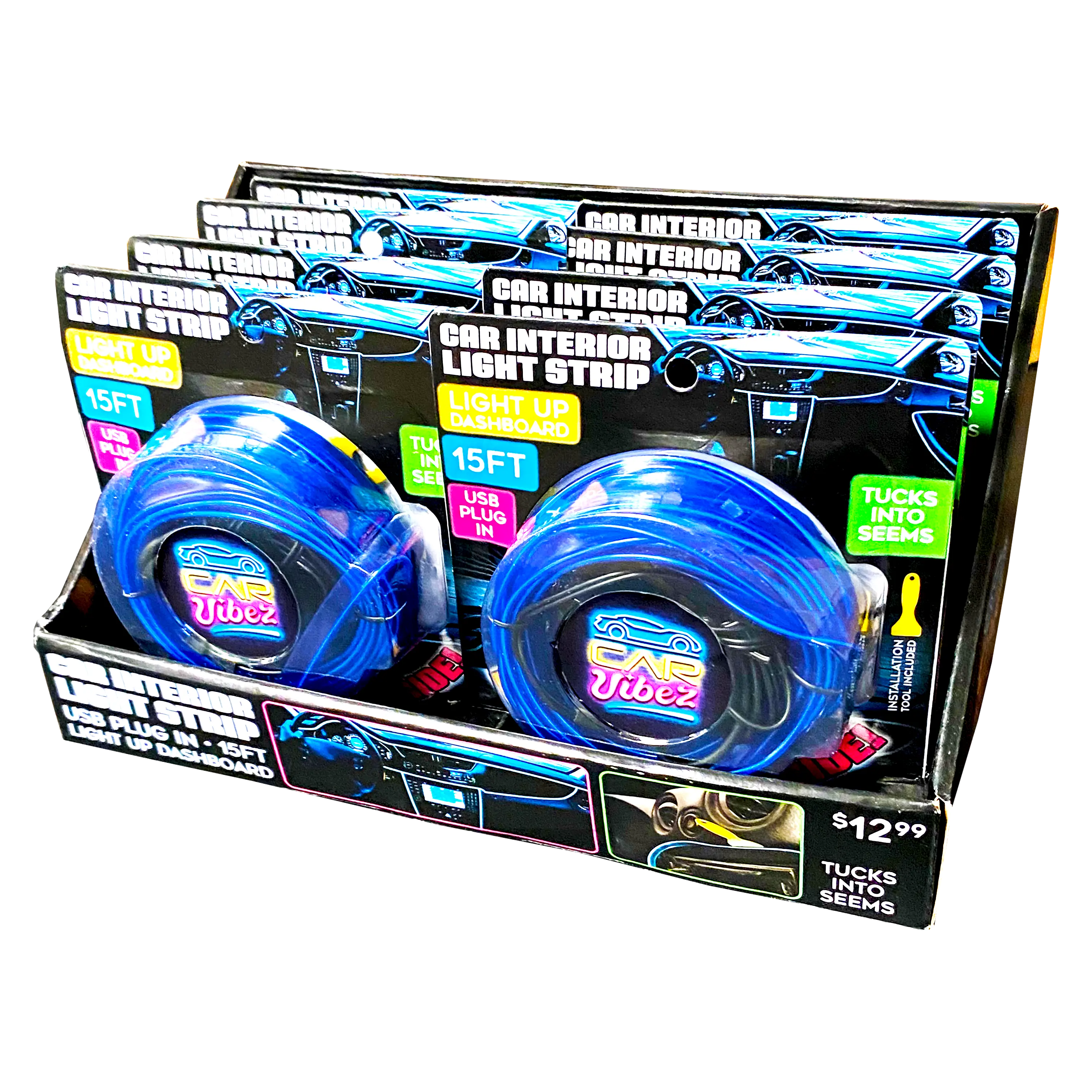 Car Lighting and Auto Accessories Assortment Floor Display - 40 Pieces Per Retail Ready Display 88467 CAR VIBEZ