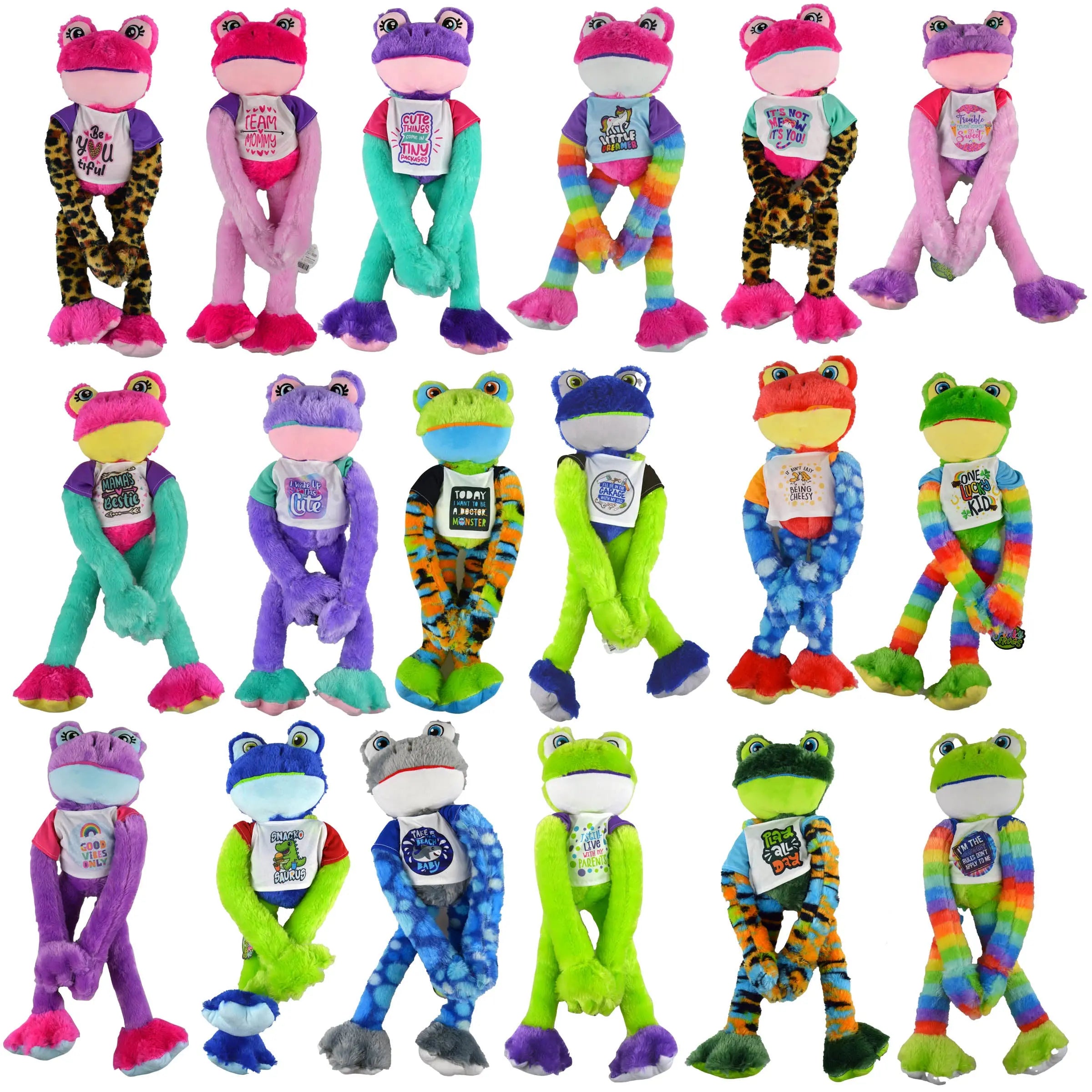 Plush Long Arm Frog Assortment Floor Display - 39 Pieces Per Retail Ready Display 88432 KIPP BROTHERS