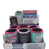 Neoprene Rhinestone Can and Bottle Cooler Coozie - 6 Per Retail Ready Display 23131