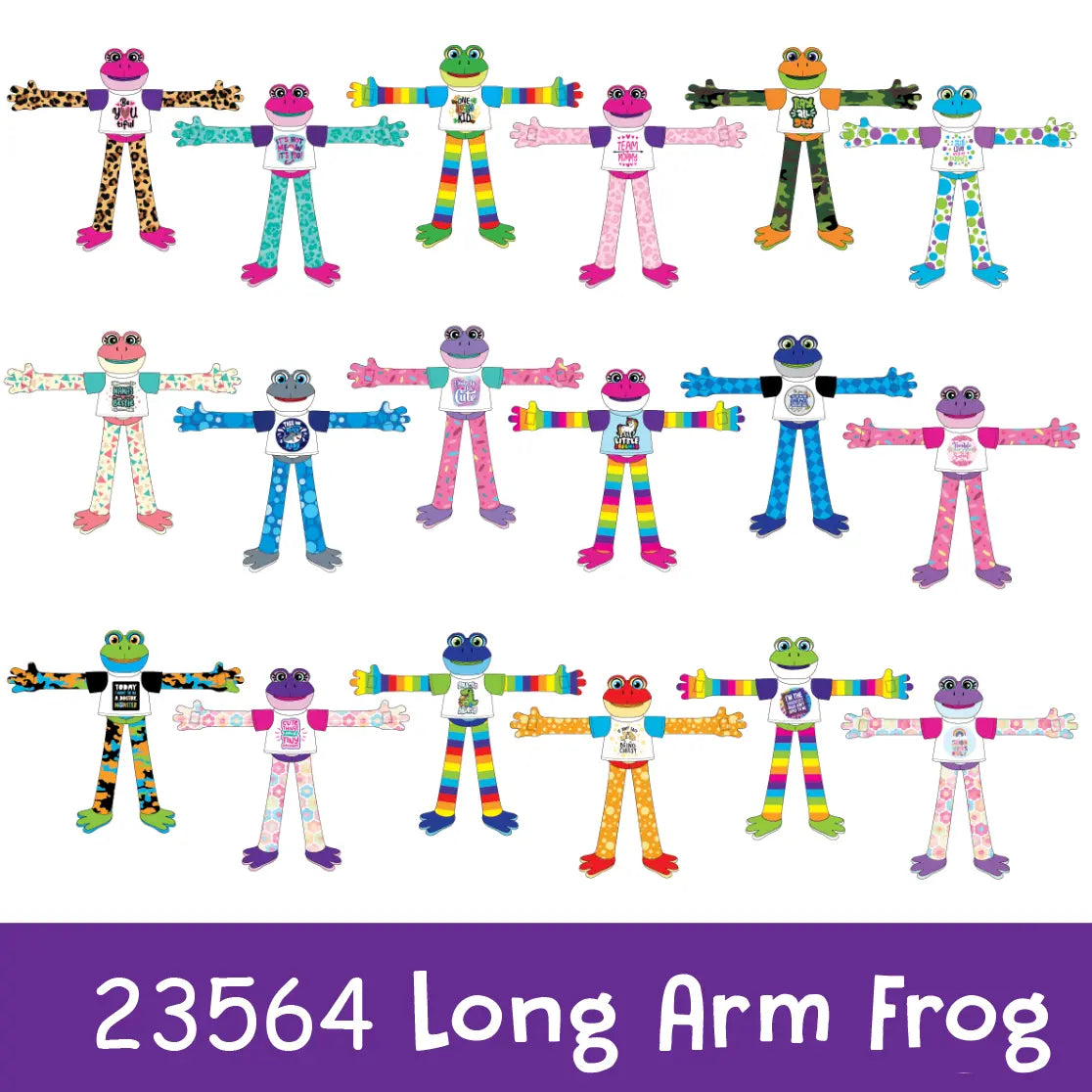 Plush Long Arm Frog Assortment Floor Display - 39 Pieces Per Retail Ready Display 88432 KIPP BROTHERS