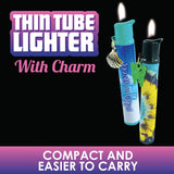 Thin Tube Lighter with Charm - 12 Pieces Per Retail Ready Display 41558