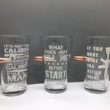 WHOLESALE TAC GEAR BULLET PINT GLASS 6 PIECES PER DISPLAY 23151