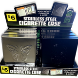 Metal Cigarette Case with Hinged Lid - 8 Pieces Per Retail Ready Display 40349