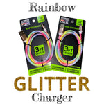 Charging Cable Rainbow Glitter USB to Micro USB 3FT - 20 Pieces Per Pack 23608MN GADGET GEAR