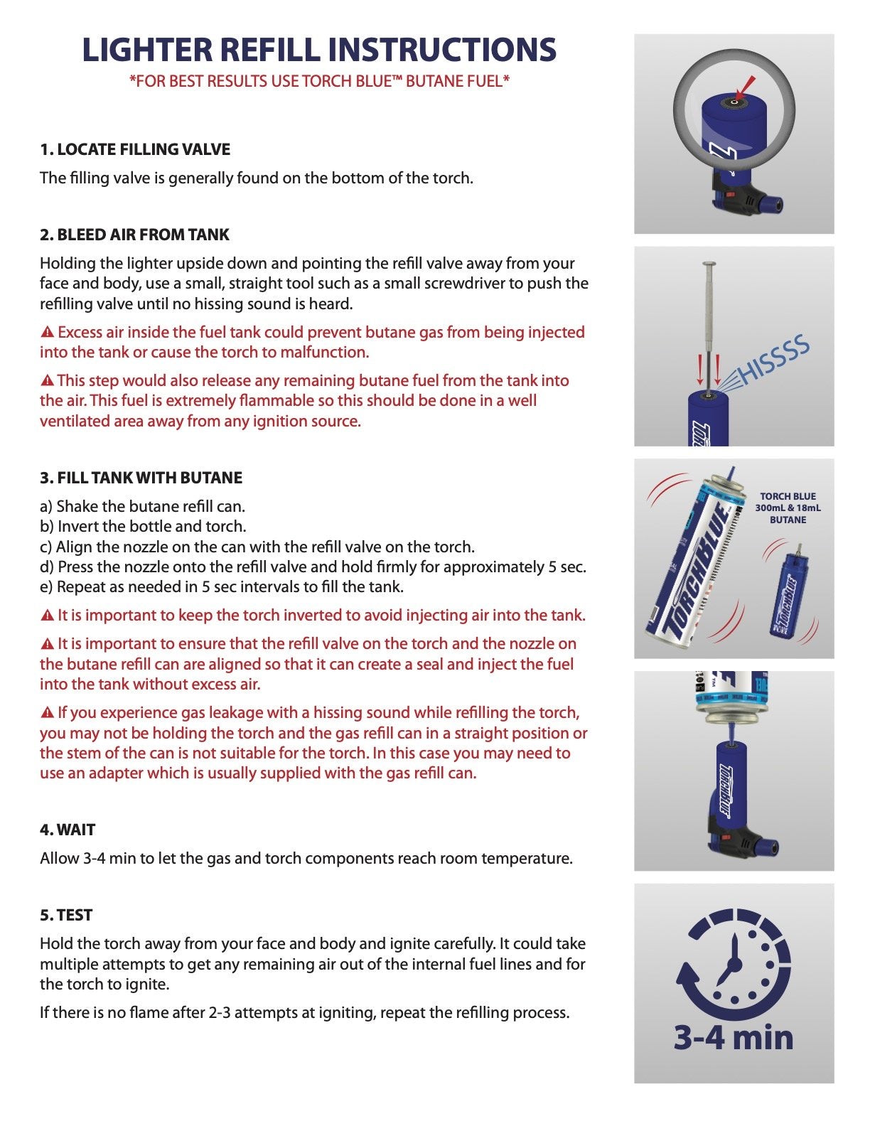 XXL Mini Blue Flame Torch Refill Instructions